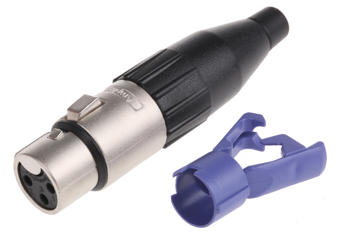 Amphenol Industrial Cable Mount XLR Connector, Female, 3 Way, Tin Plating