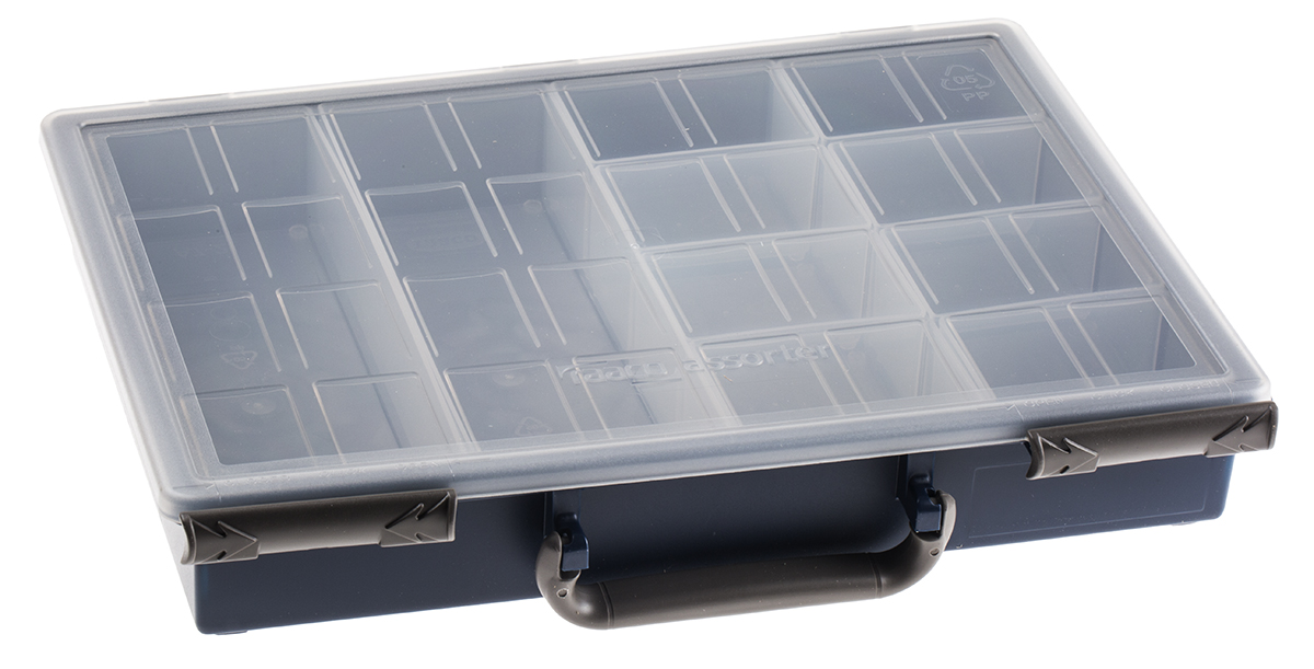 Raaco 10 Cell Blue PP Compartment Box, 57mm x 338mm x 261mm