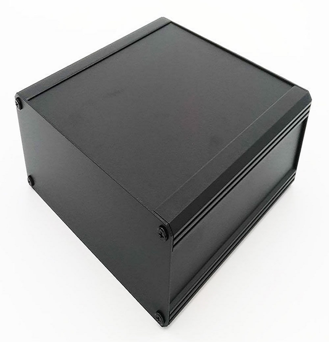 RS PRO Black Extruded Aluminium Heat Sink Case, IP40, Black Lid, 200 x 200 x 219mm
