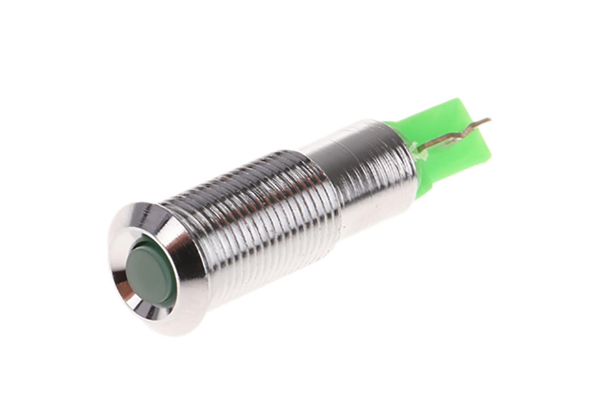 Signal Construct Green Panel Mount Indicator, 20 → 28V, 6mm Mounting Hole Size, Solder Tab Termination, IP67