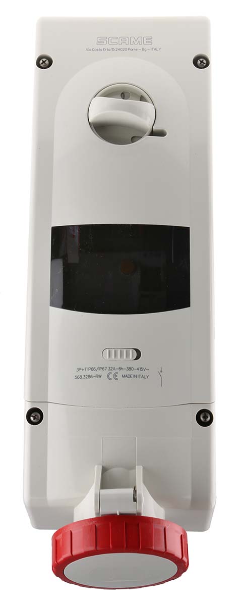 Scame, ADVANCE 2 IP67 Red Wall Mount 3P + E RCD Industrial Power Connector Socket, Rated At 32A, 415 V