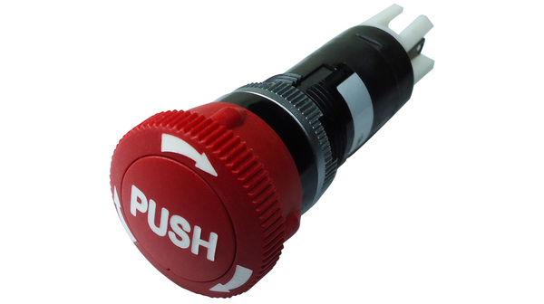 Deca B1E Series Latching Emergency Stop Push Button, Panel Mount, 16mm Cutout, 1 NO + 1 NC, IP65