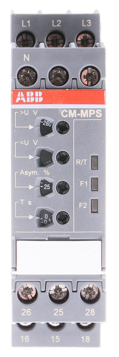 ABB Phase, Voltage Monitoring Relay, 3 Phase, DPDT, 180 → 280V ac, DIN Rail