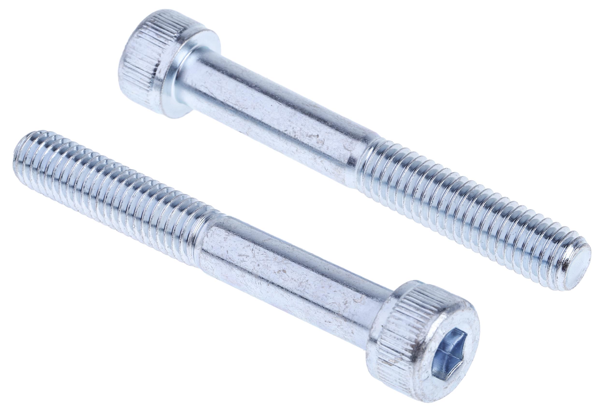 RS PRO Bright Zinc Plated Steel Hex Socket Cap Screw, DIN 912, M8 x 60mm