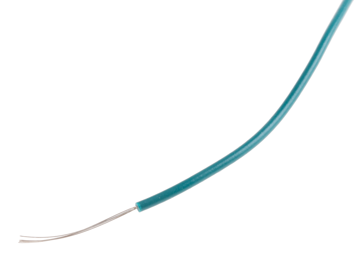 RS PRO Green 0.08mm² Hook Up Wire, 28 AWG, 7/0.12 mm, 100m, PVC Insulation