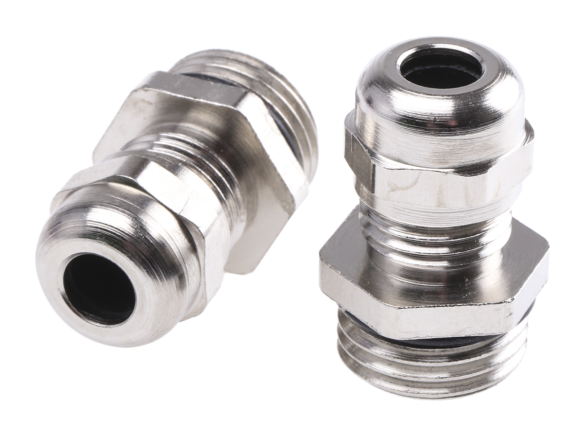 SIB WADI-TEC ECEA GSE Series Metallic Nickel Plated Brass Cable Gland, M16 Thread, 3mm min., 6mm max., IP68