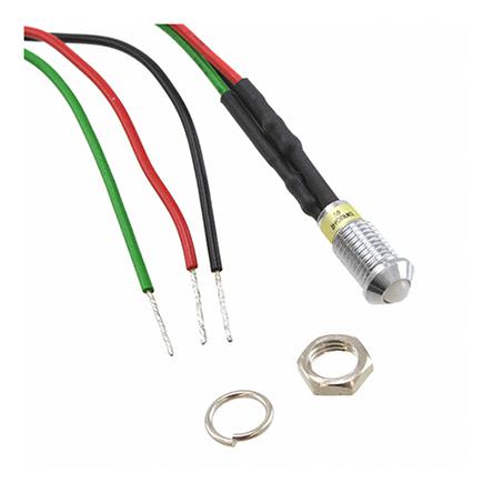 Dialight Green, Red Panel Mount Indicator, 2V dc, 6mm Mounting Hole Size, Lead Wires Termination
