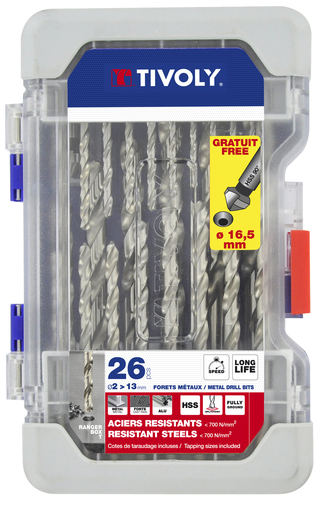 Tivoly 26-Piece for Steel, 13mm Max, 2mm Min, HSS Bits