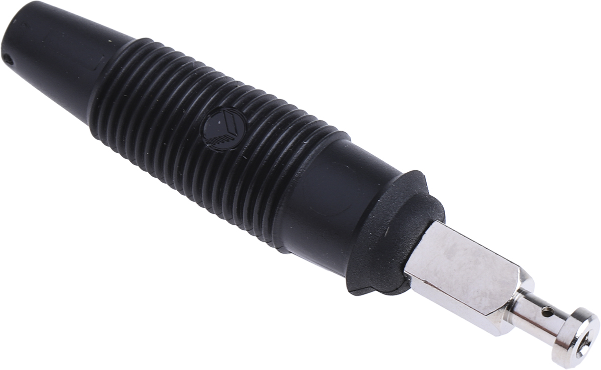Hirschmann Test & Measurement Black Male Banana Plug, 4 mm Connector, Solder Termination, 32A, 30 V ac, 60V dc, Nickel