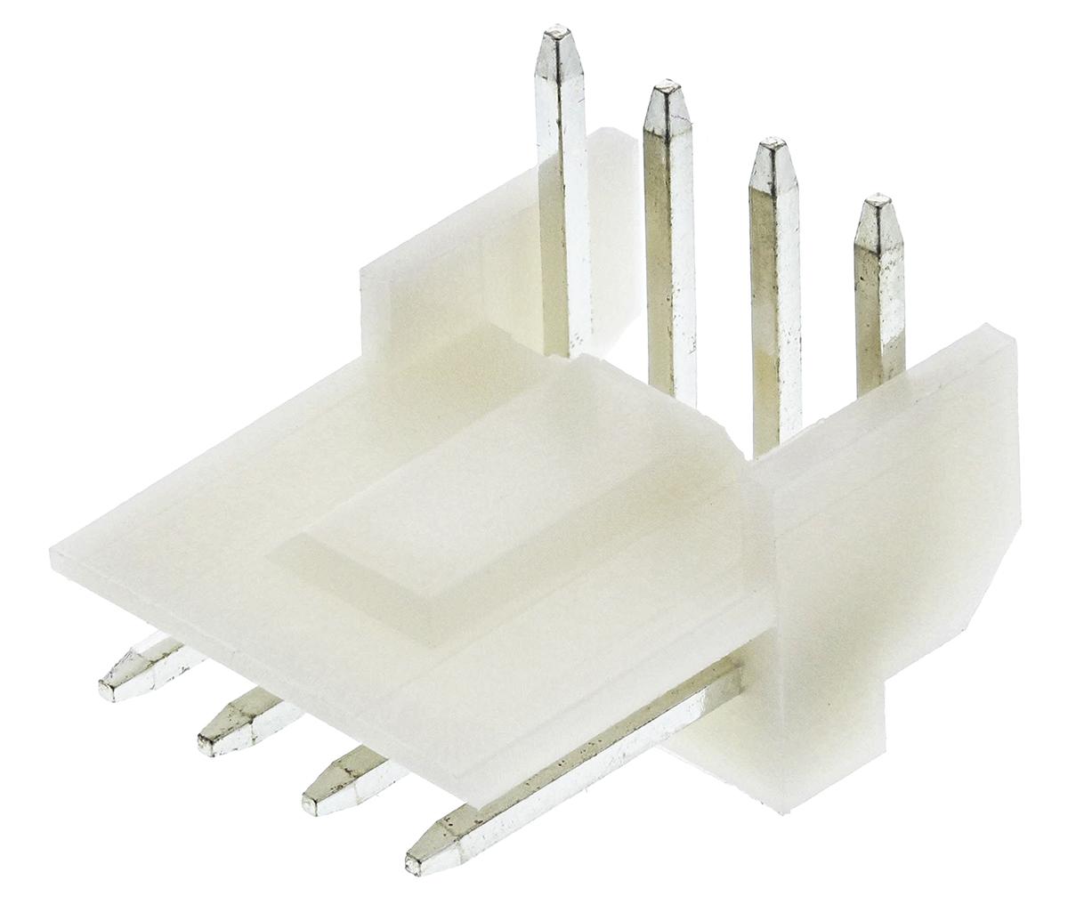 TE Connectivity EI Series Right Angle Through Hole PCB Header, 4 Contact(s), 2.5 mm Pitch, 1 Row, Shrouded