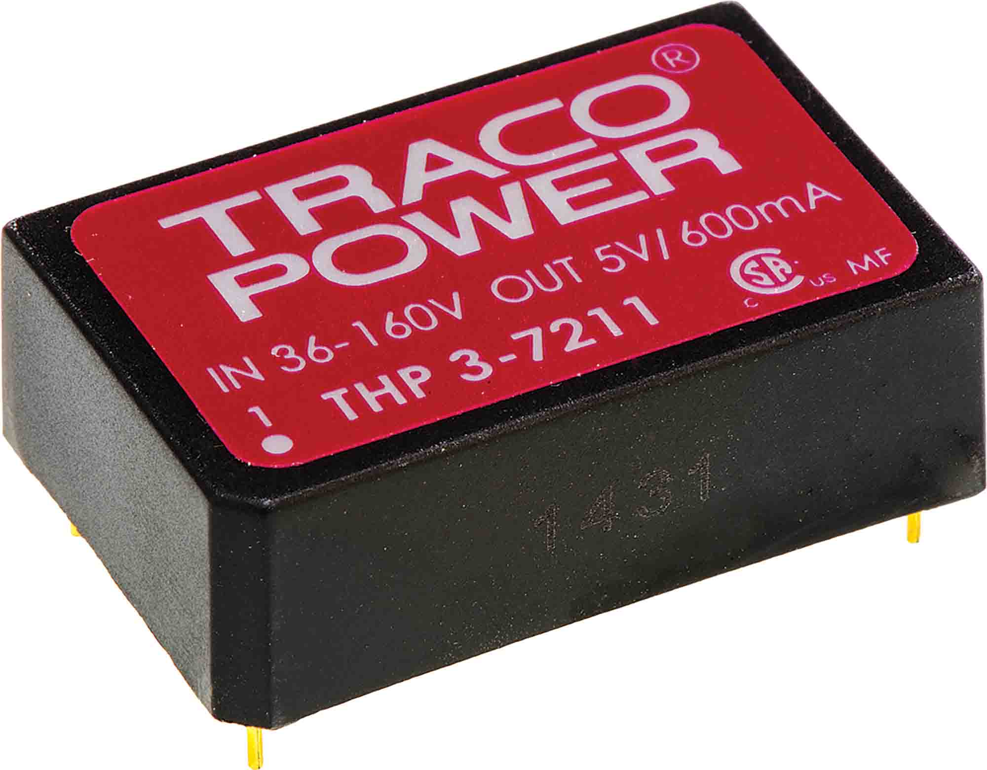 TRACOPOWER THP 3 DC-DC Converter, 5V dc/ ±100mA Output, 36 → 160 V dc Input, 3W, Through Hole, +85°C Max Temp