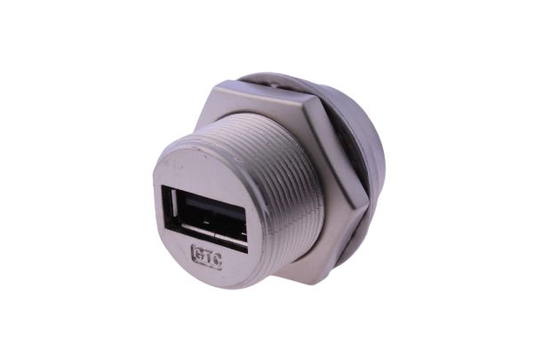 RS PRO Straight, Panel Mount, Socket- Single Port Type A 2.0 IP68 Coupler