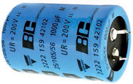 Vishay 1000μF Aluminium Electrolytic Capacitor 315V dc, Snap-In - MAL215990125E3