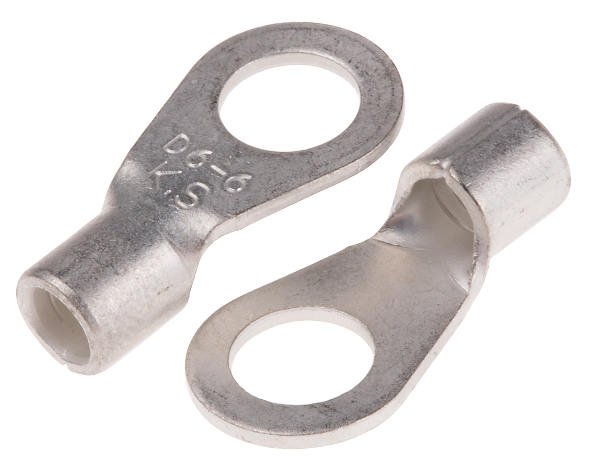 RS PRO Uninsulated Ring Terminal, 6.5mm Stud Size, 2.5mm² to 6mm² Wire Size