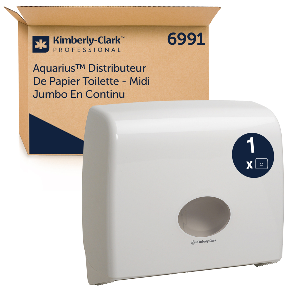 Aquarius White Plastic Toilet Roll Dispenser, 445mm x 129mm x 380mm