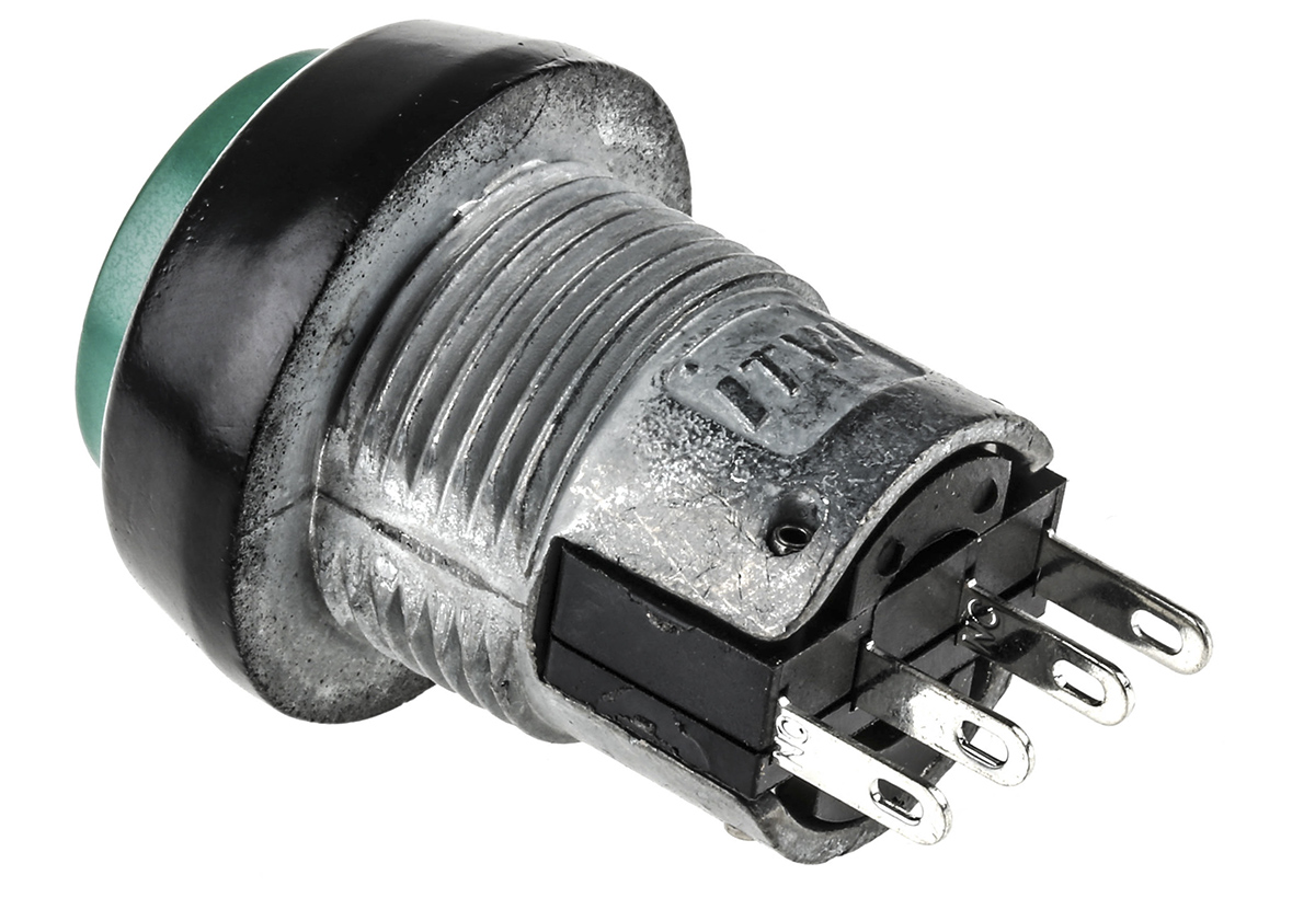 ITW Switches 76-94 Series Push Button Switch, Momentary, Panel Mount, 22mm Cutout, SPDT, Clear LED, 250V ac, IP67