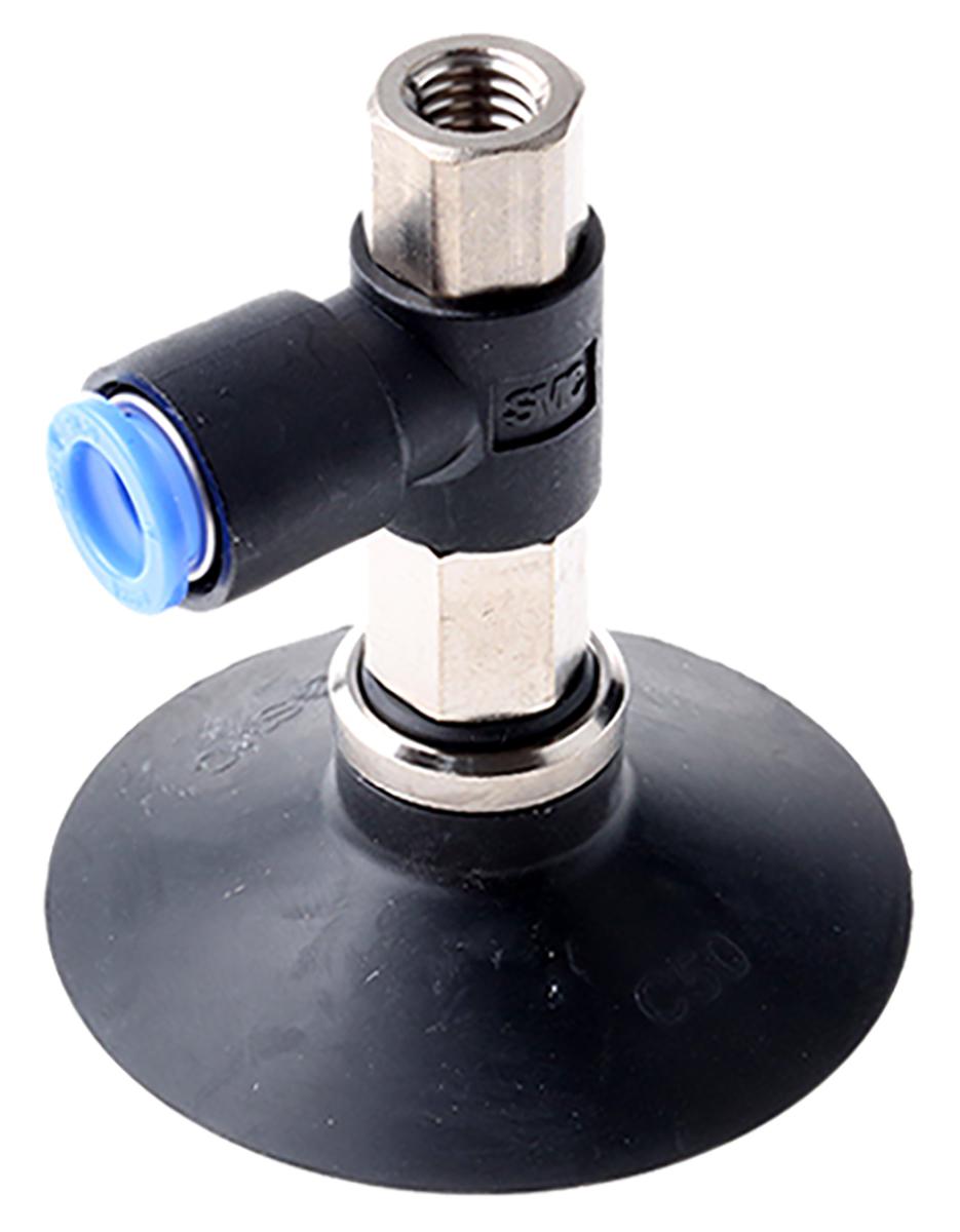 SMC 50mm Flat with Rib NBR Suction Cup ZPR50CN-08-B8, M8 x 1.25