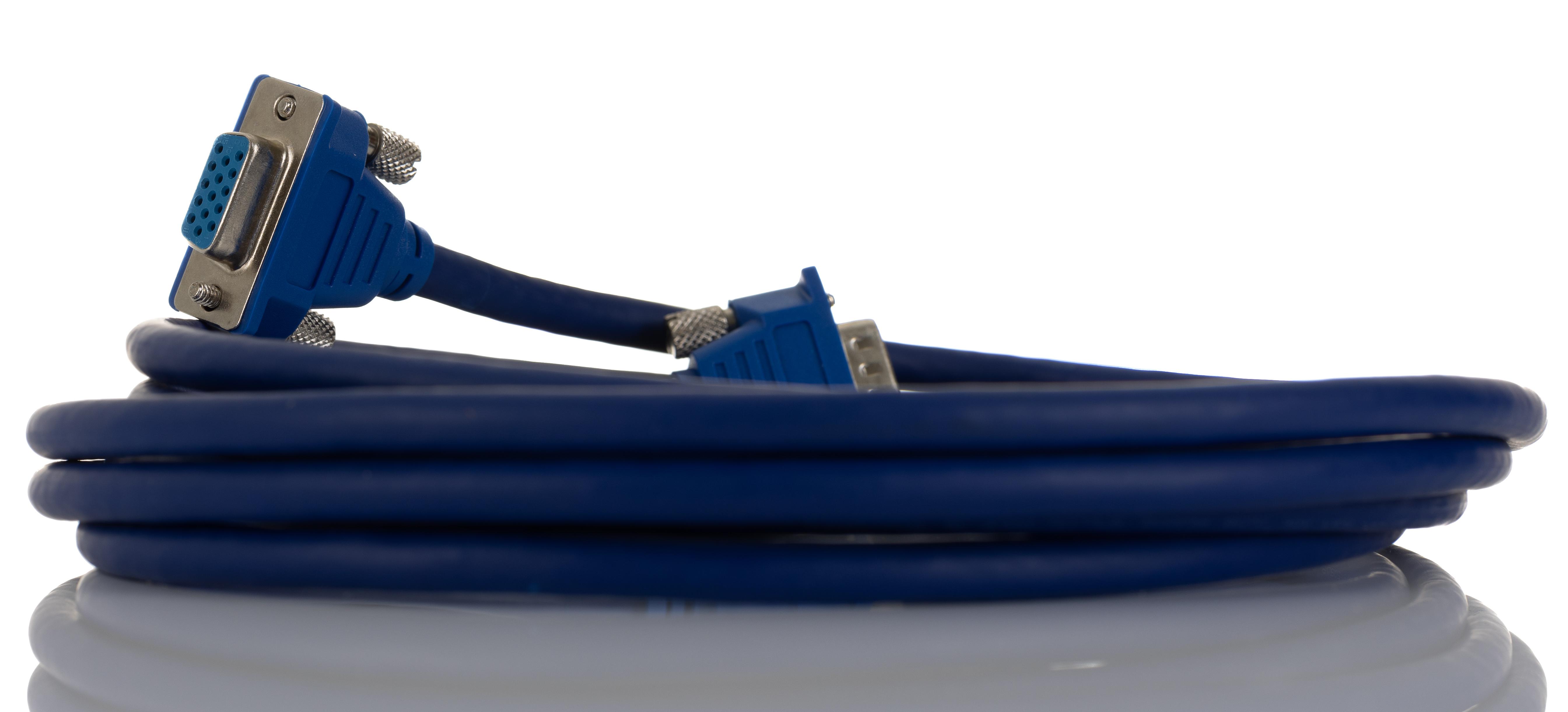 RS PRO Male VGA to Female VGA Cable, 3m Blue