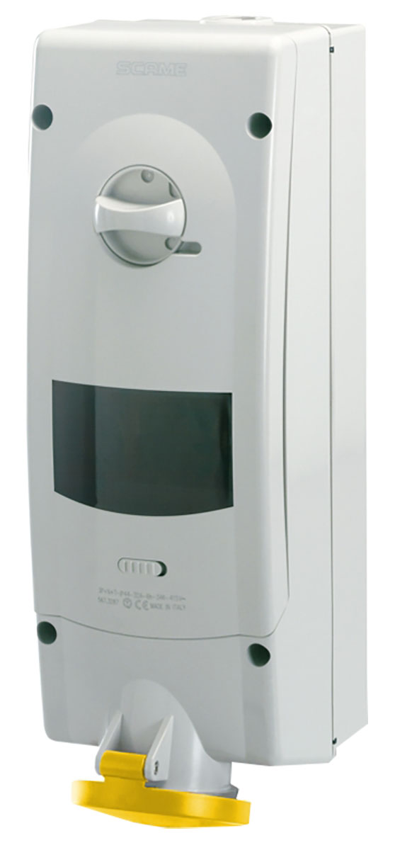 Scame Switchable IP44 Industrial Interlock Socket 2P+E, Earthing Position 4h, 32A, 110 V