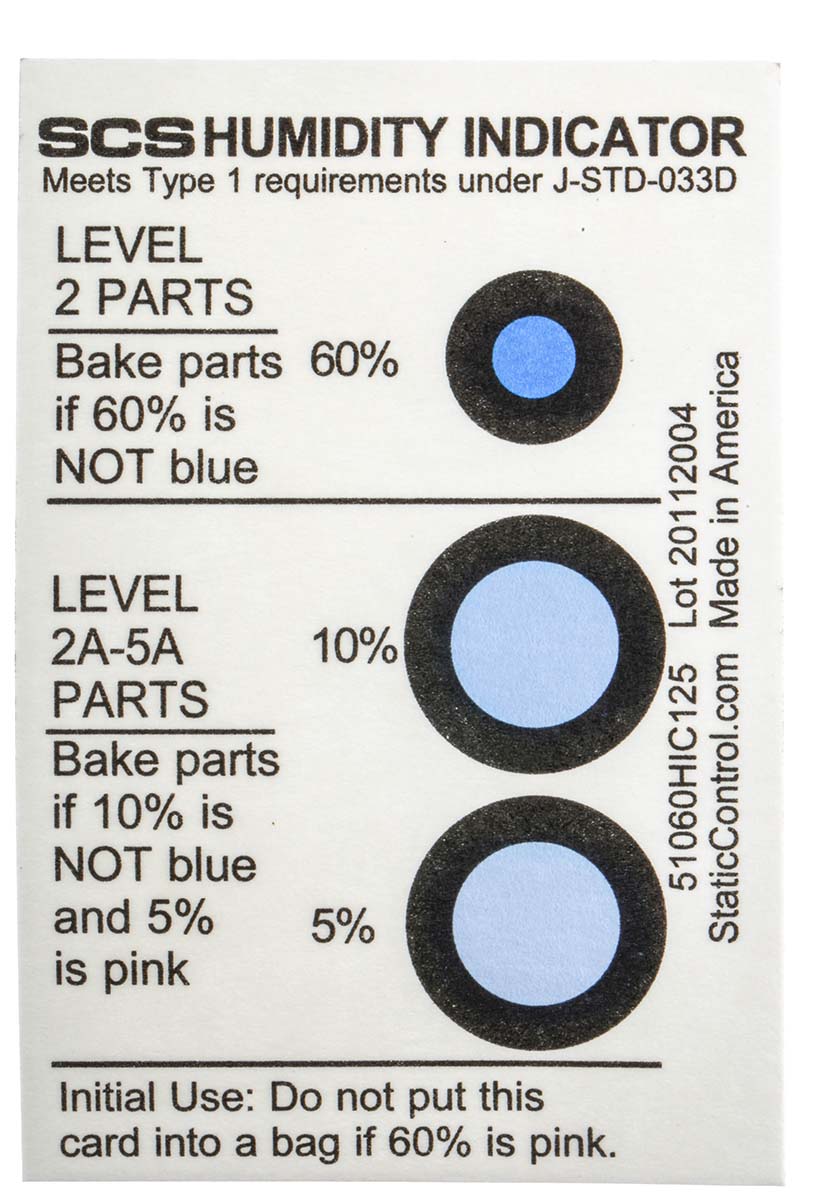 SCS Blotting Paper Impregnated With Cobaltous Chloride ESD Label, Humidity Indicator-Text 3 in x 2in