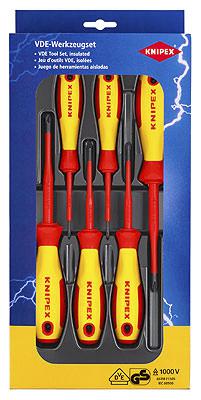 Knipex 00 20 12 V03 Phillips; Pozidriv Insulated Screwdriver Set, 6-Piece