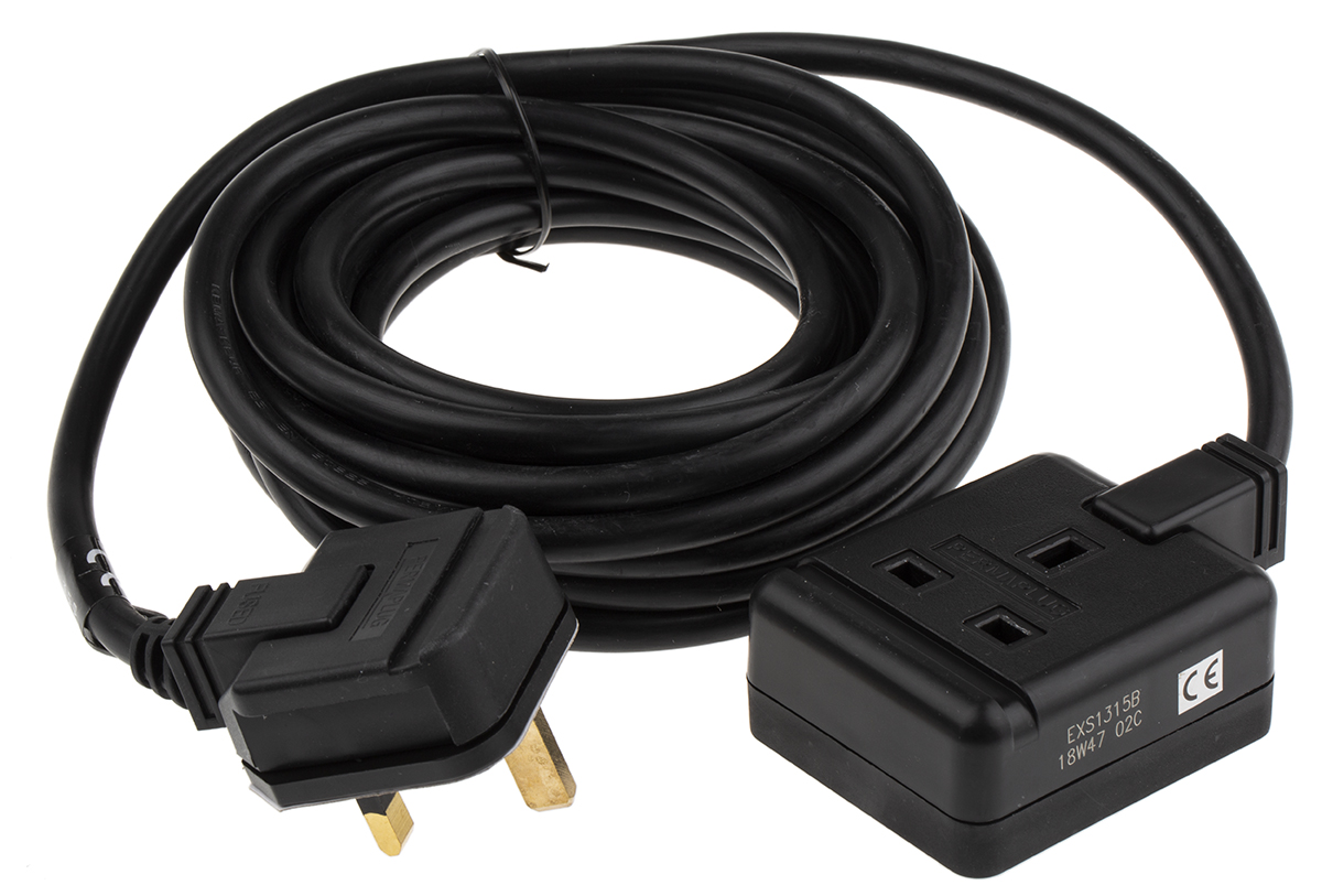 RS PRO 5m 1 Socket Type G - British Extension Lead