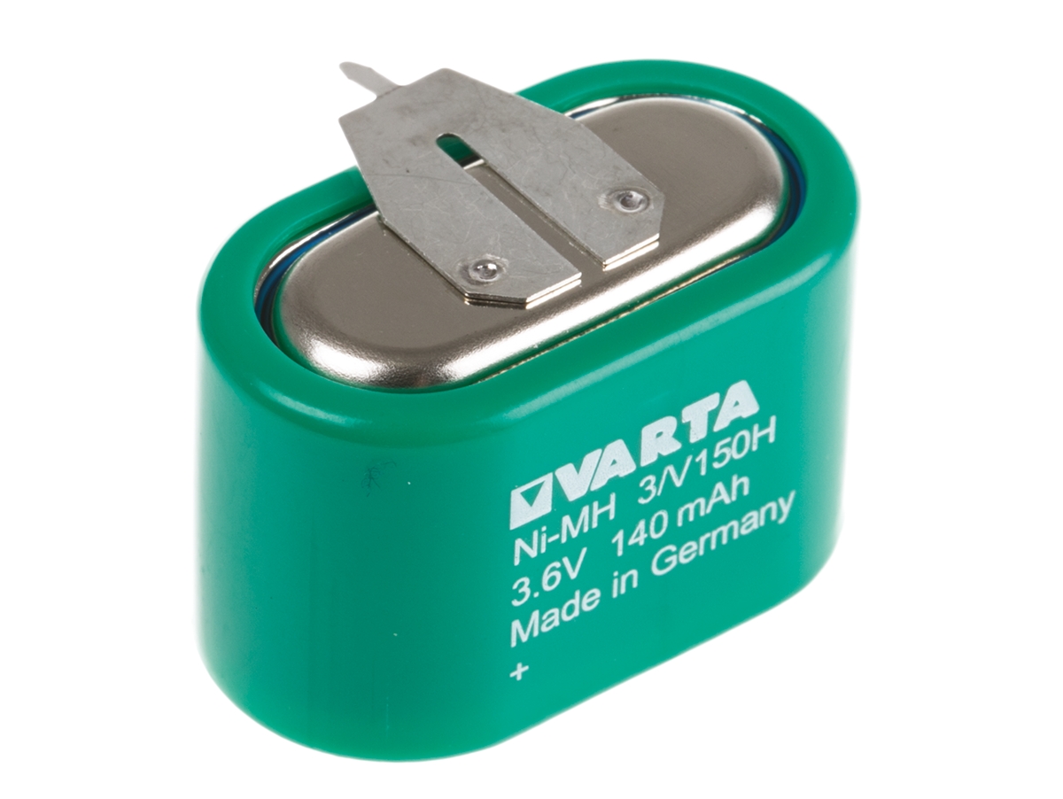 Varta V150H 3.6V NiMH Button Rechargeable Battery, 150mAh
