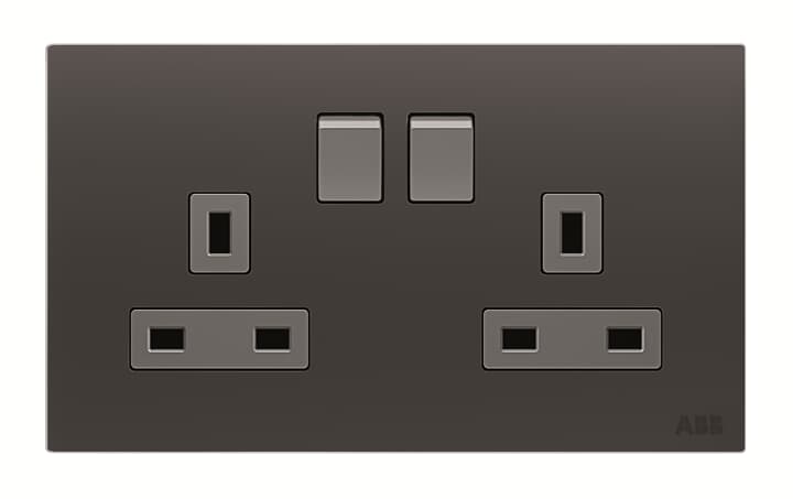 ABB Black 2 Gang Plug Socket, 2 Poles, 13A