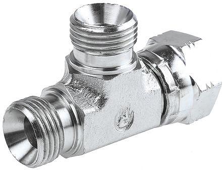 Parker Hydraulic Tee Threaded Adapter 4R6MK4S, Connector A G 1/4 Female Connector B G 1/4 Female