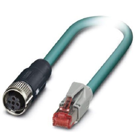 Phoenix Contact, 2m Cat5, Blue M12 to Female RJ45 Male, Shielded Shielded, Terminated