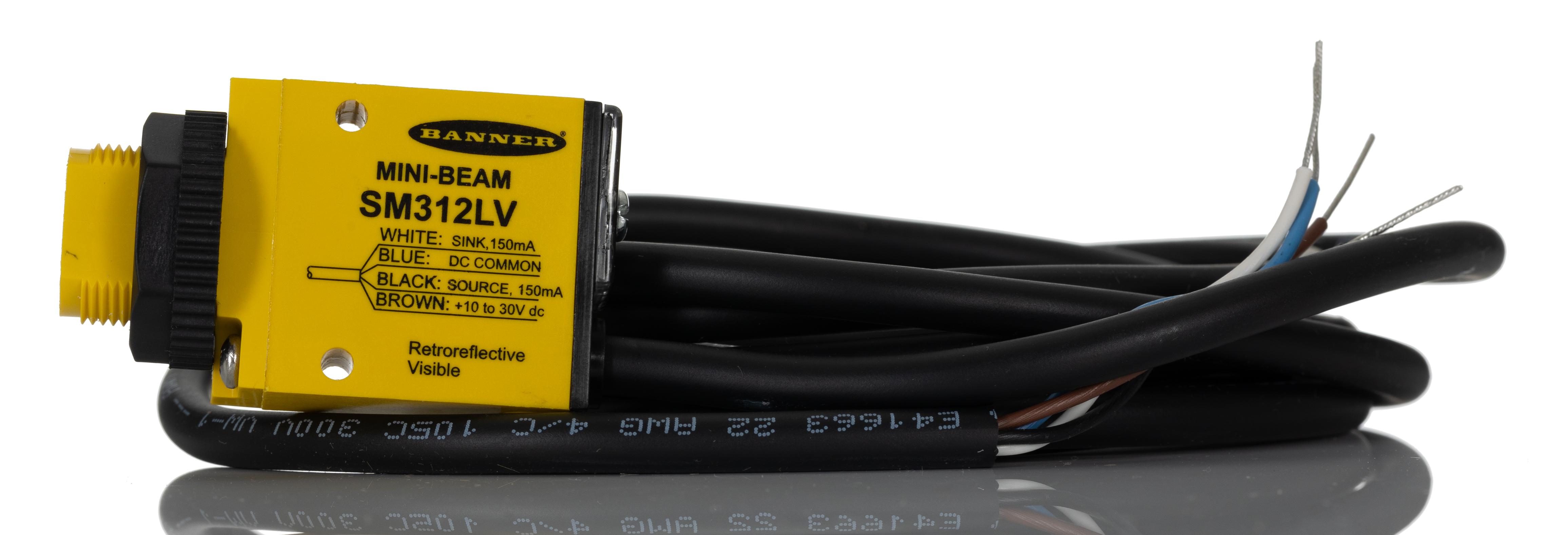 Banner Retroreflective Photoelectric Sensor, Block Sensor, 5 m Detection Range