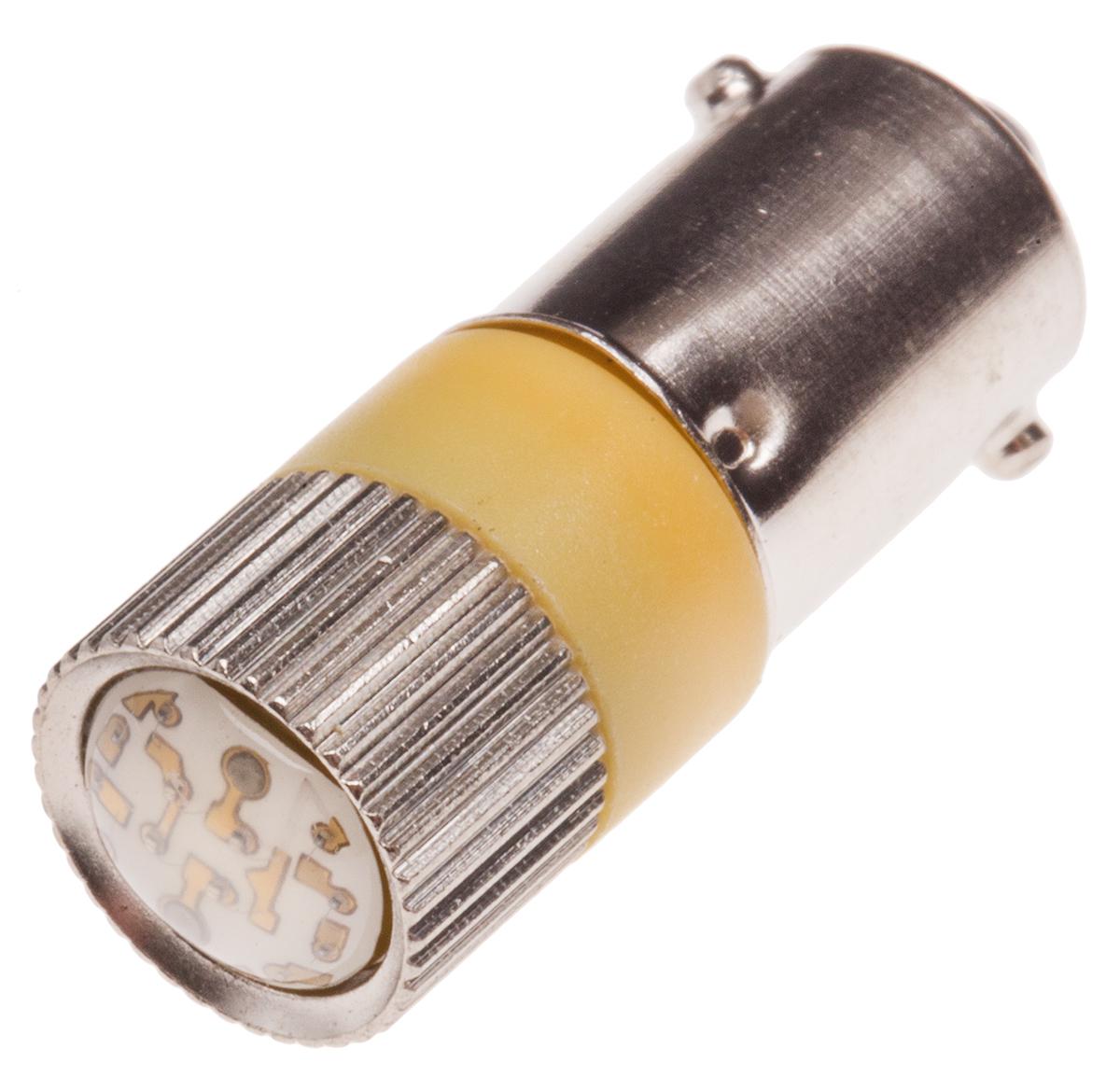 RS PRO Yellow LED Indicator Lamp, 28V ac/dc, BA9s Base, 10mm Diameter, 120/110mcd