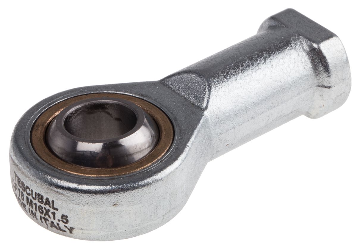RS PRO M16 x 1.5 Female Steel Rod End, 16mm Bore, 85mm Long, Metric Thread Standard, Female Connection Gender