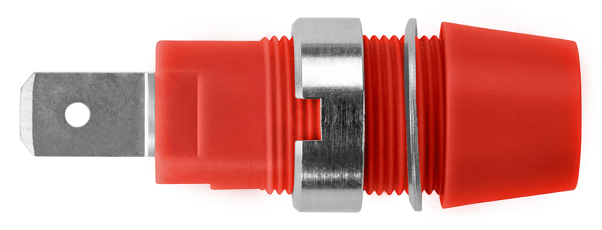 Schutzinger Red Female Banana Socket, 4 mm Connector, Tab Termination, 32A, 1000V, Nickel Plating
