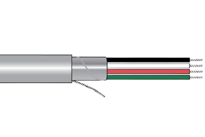 Alpha Wire Alpha Essentials Communication & Control Computer Cable 4 Core Power Cable, Grey Polyvinyl Chloride PVC,