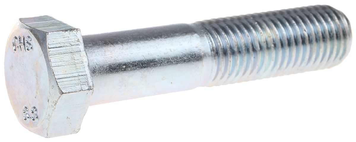 RS PRO Bright Zinc Plated Steel, Hex Bolt, M20 x 160mm