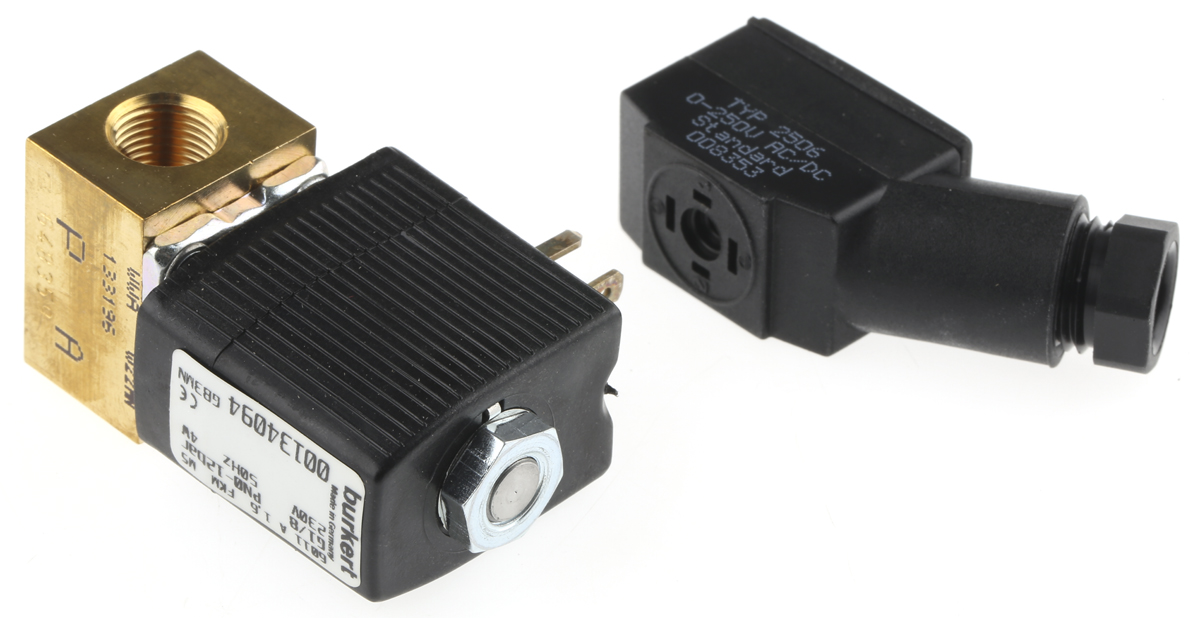 Burkert Solenoid Valve 134094, 2 Port, NC, 230 V ac 3.18 mm, 3.18 mm