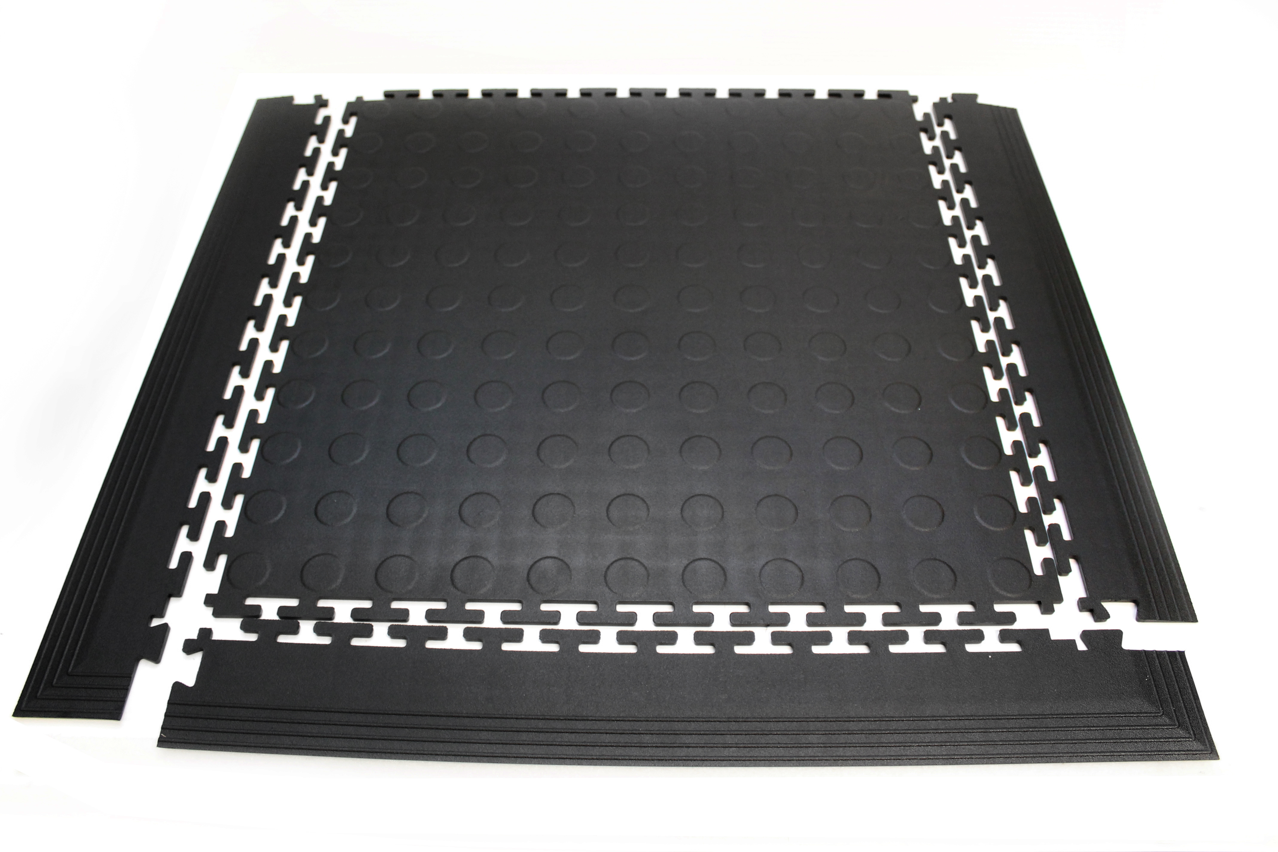 Coba Europe Black Floor Tile Edging Recycled PVC Bevelled Corner Edge, Studded Finish 80mm x 515mm x 5mm