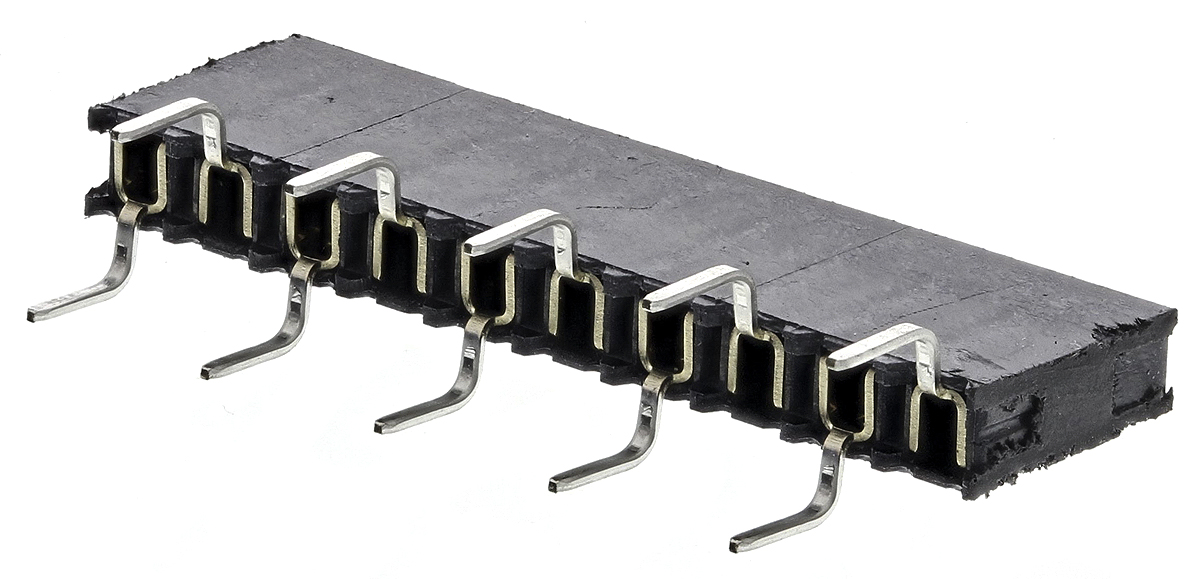 Samtec Straight Through Hole Mount PCB Socket, 10-Contact, 1-Row, 2.54mm Pitch, Solder Termination