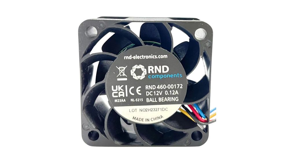 RND Axial Fan, 12 V, dc Operation, 16m³/h, 1.4W, 120mA Max, 40x40x20mm