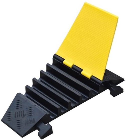 RS PRO 310mm Black/Yellow Cable Cover in Natural Rubber, 42mm Inside dia.