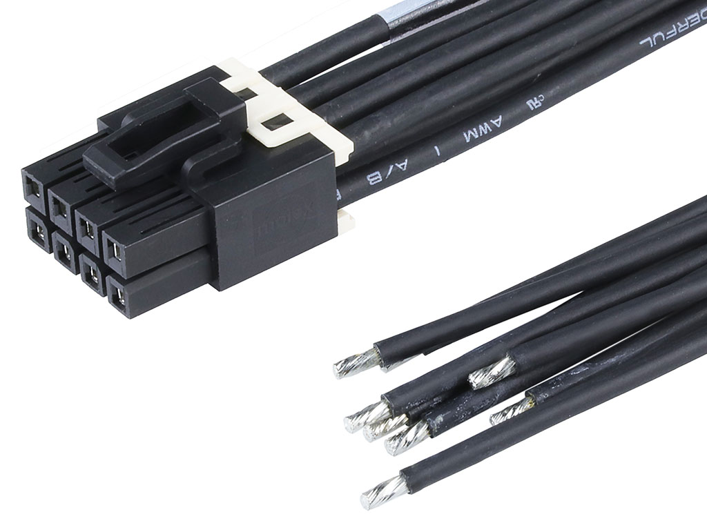 Molex 8 Way Female Crimped Terminal to 8 Way Male Pigtail Wire to Board Cable Assembly, 300mm