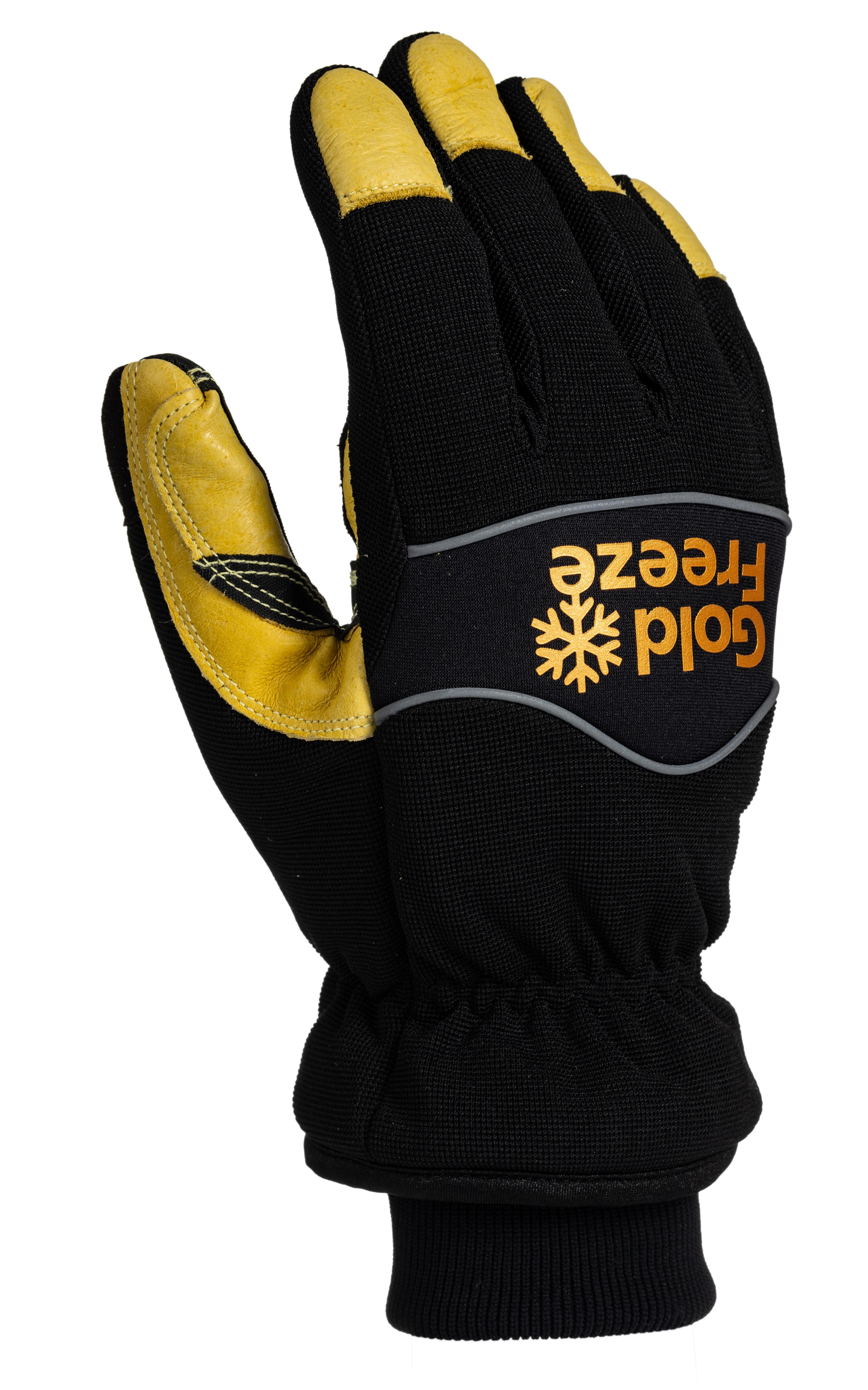 Goldfreeze Coldstore Gloves Yellow, Black Leather Waterproof Gloves, Size 10, Polyvinyl Chloride Coating