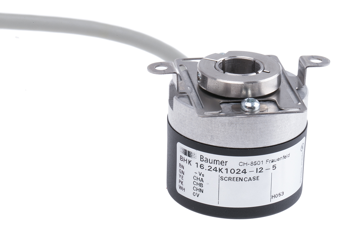 Baumer BHK Series Optical Incremental Encoder, 1024 ppr, HTL/Push Pull Signal, Hollow Type, 12mm Shaft