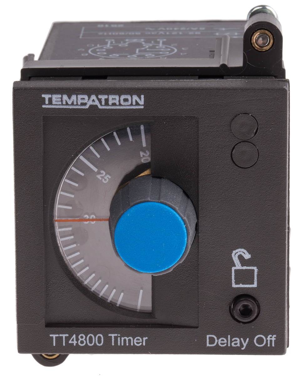 Tempatron DIN Rail, Panel Mount Timer Relay, 110V ac, 2-Contact, 3 s → 30min, 1-Function, DPDT