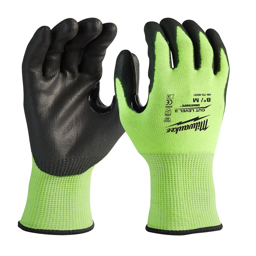 Milwaukee Yellow Nitrile Glove, Size 8, Nitrile Coating