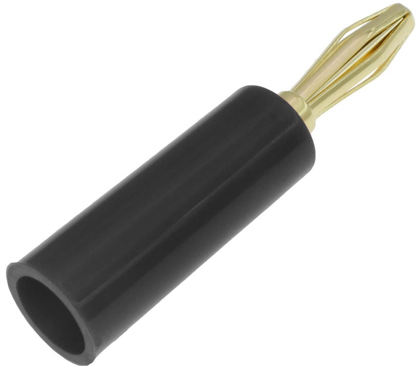 RS PRO Black Male Banana Plug, 4 mm Connector, 24A, 30V, Gold Plating