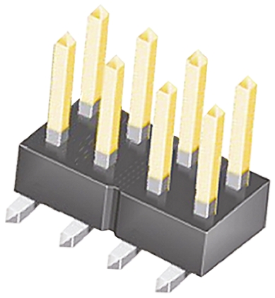 Samtec TSM Series Straight Surface Pin Header, 8 Contact(s), 2.54 mm Pitch, 2 Row, Unshrouded