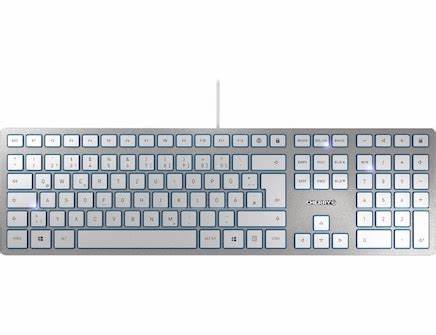 Cherry KC 6000 SLIM Wired USB Keyboard, QWERTY, Silver, White