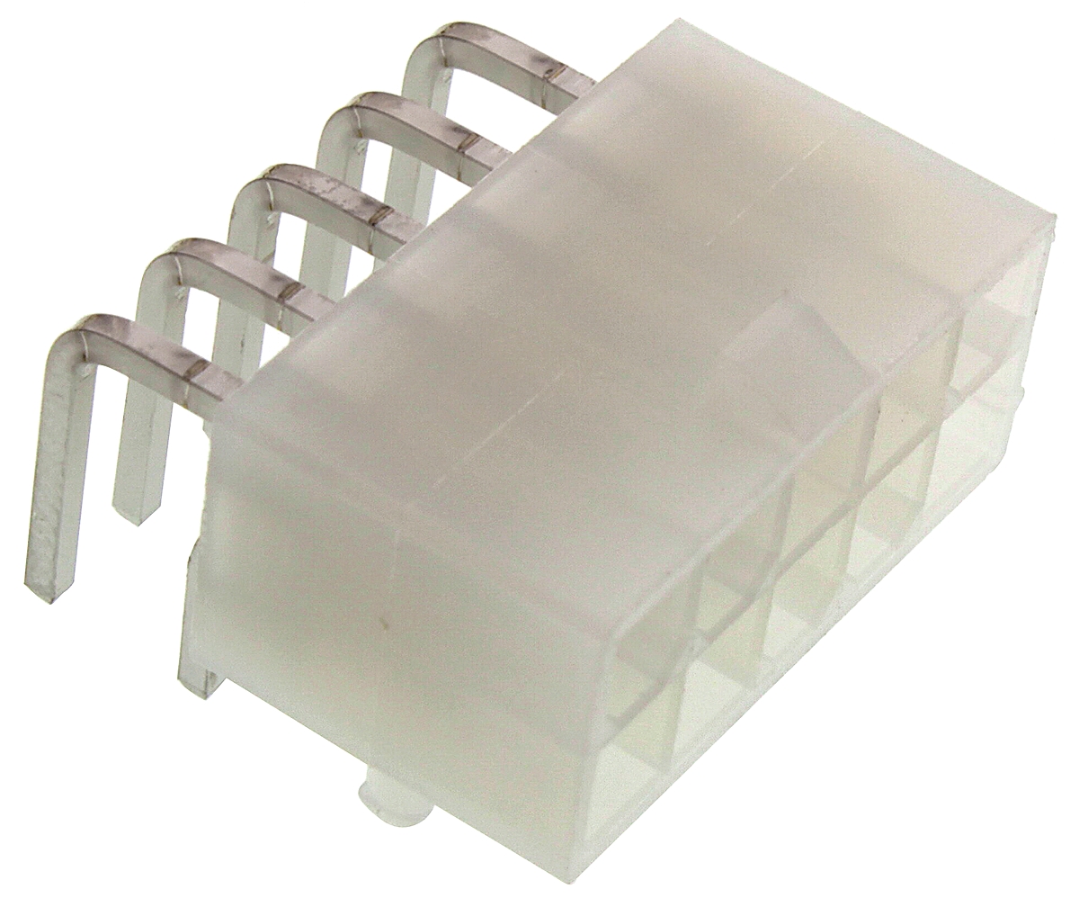 Molex Mini-Fit Jr Series Right Angle Through Hole PCB Header, 10 Contact(s), 4.2 mm Pitch, 2 Row, Shrouded